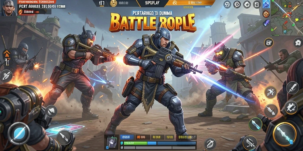 Tampilan gameplay mendebarkan di arena Battle Royale.