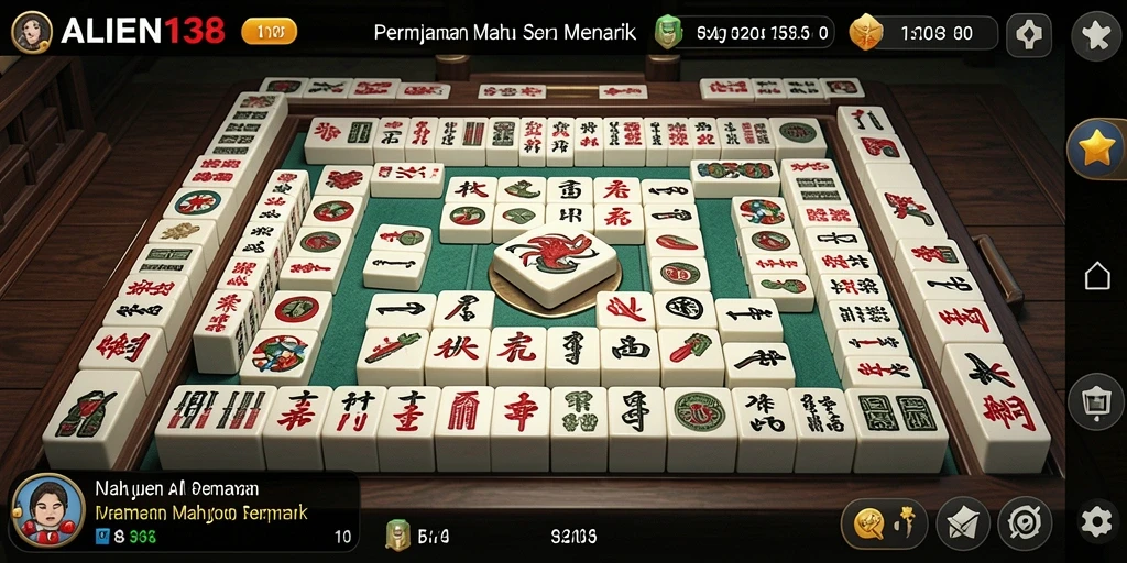 Screenshot gameplay ALIEN138 menampilkan tantangan Mahjong yang seru.