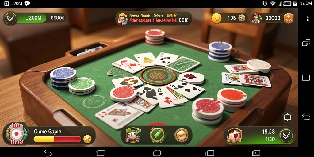 Tampilan screenshot J200M menunjukkan gameplay Gaple yang mengasyikan.