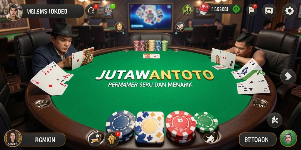 Tampilan gameplay Poker yang mendebarkan di JUTAWANTOTO.