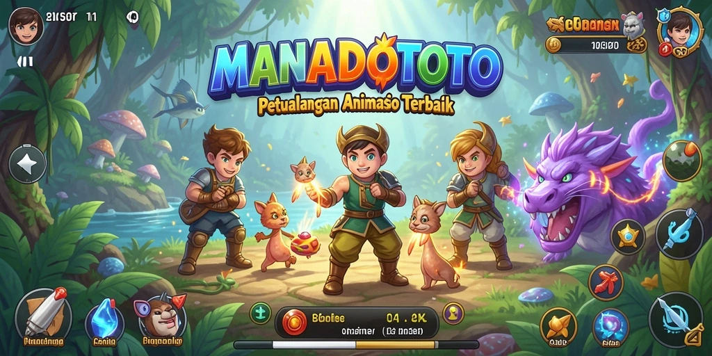 Gameplay MANADOTOTO menampilkan karakter anime yang dinamis dan misi menarik.