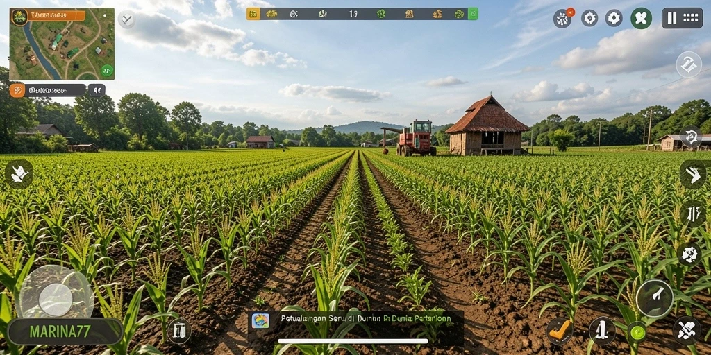 Tampilan screenshot gameplay MARINA77 yang menampilkan aktivitas bertani yang seru.