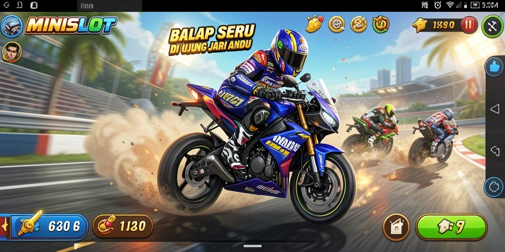 Gameplay seru dan mendebarkan dari MINISLOT di lintasan balap.