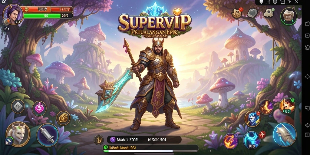 Screenshot gameplay SUPERVIP yang menunjukkan aksi petualangan RPG yang mendebarkan.